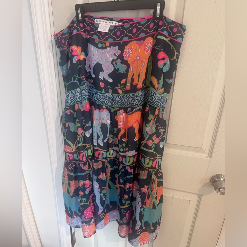 Gretchen Scott Designs Green and Orange Bubble Midi Skirt